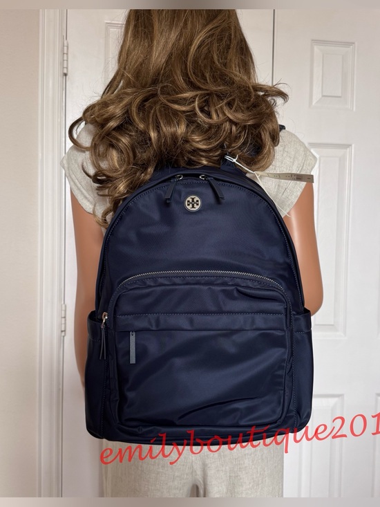 Tory Burch Handbags - NWT Tory Burch 173559 Ella Nylon Backpack Tory Navy Medium Bag Lightweight